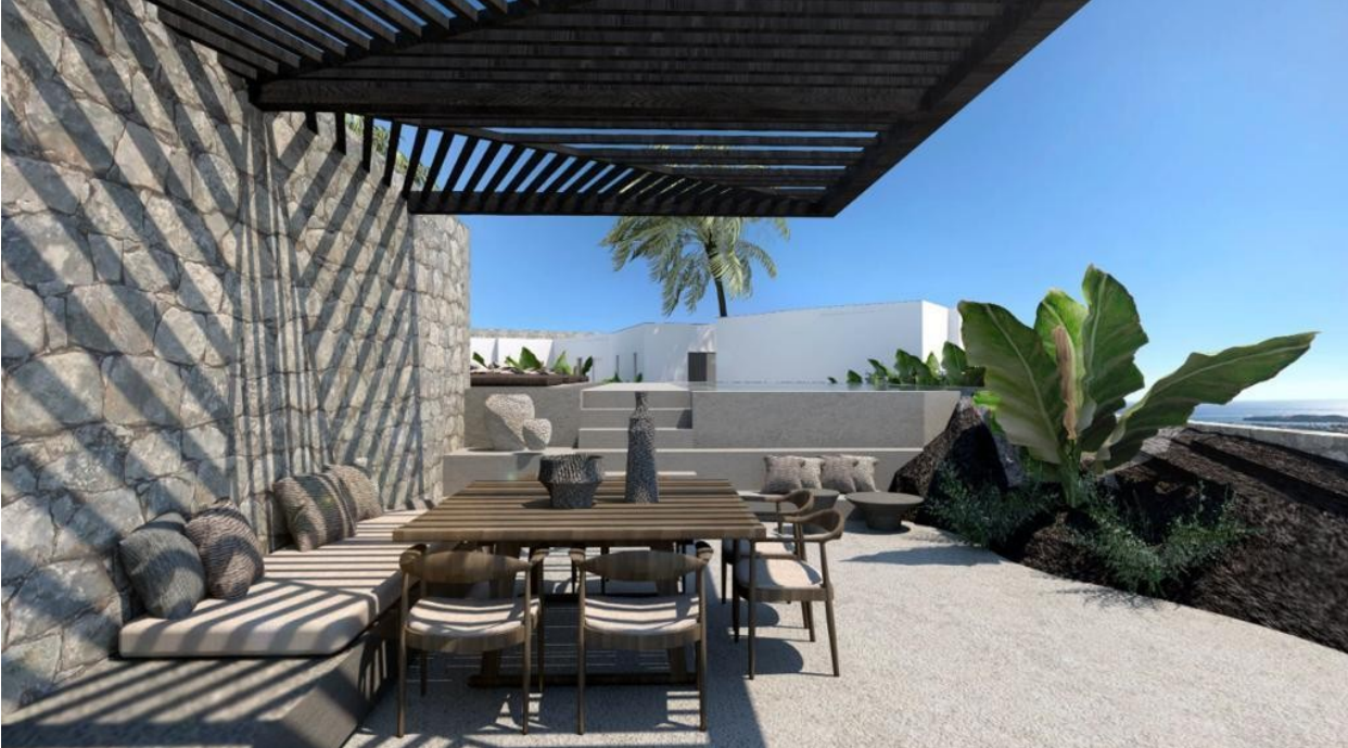 outdoor-dining-area-pergola-stone-wall